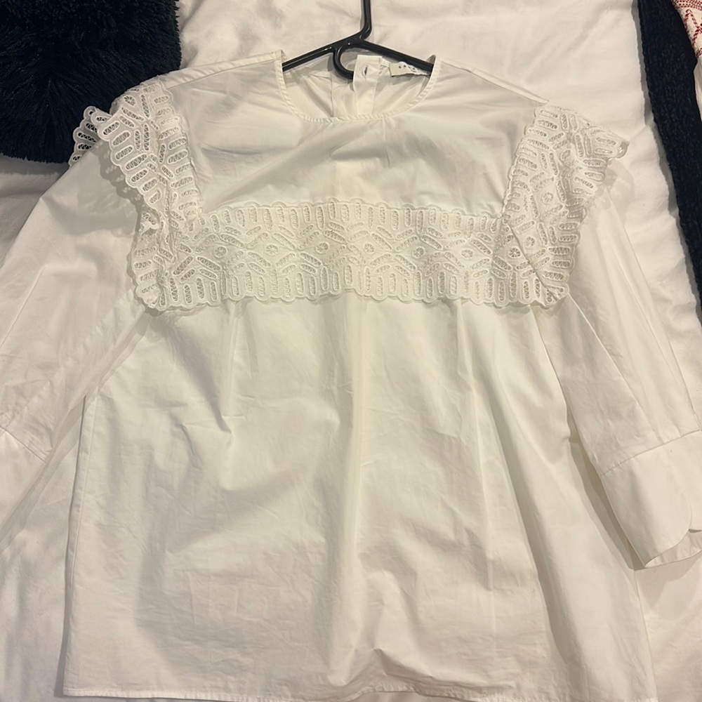 Sandro White blouse, material- like a button down shirt, size 46 (small)